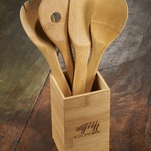Bamboo 4-piece Kitchen Tool Set and Canister