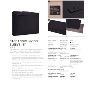 Case Logic Invigo Recycled 16” Laptop Sleeve