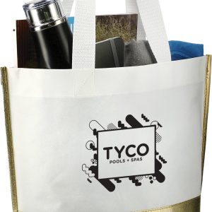 Large Laminated Metallic Bottom Tote